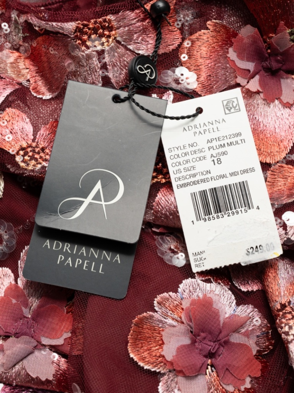 Adrianna Papell - Embroidered Floral Midi Dress - Picture 8 of 11